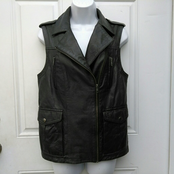 Topshop Jackets & Blazers - Top Shop Genuine Leather Moto Vest